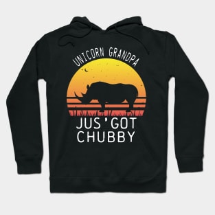 Unicorn Grandpa Jus' Got Chubby Funny Vintage Rhino Gift Hoodie